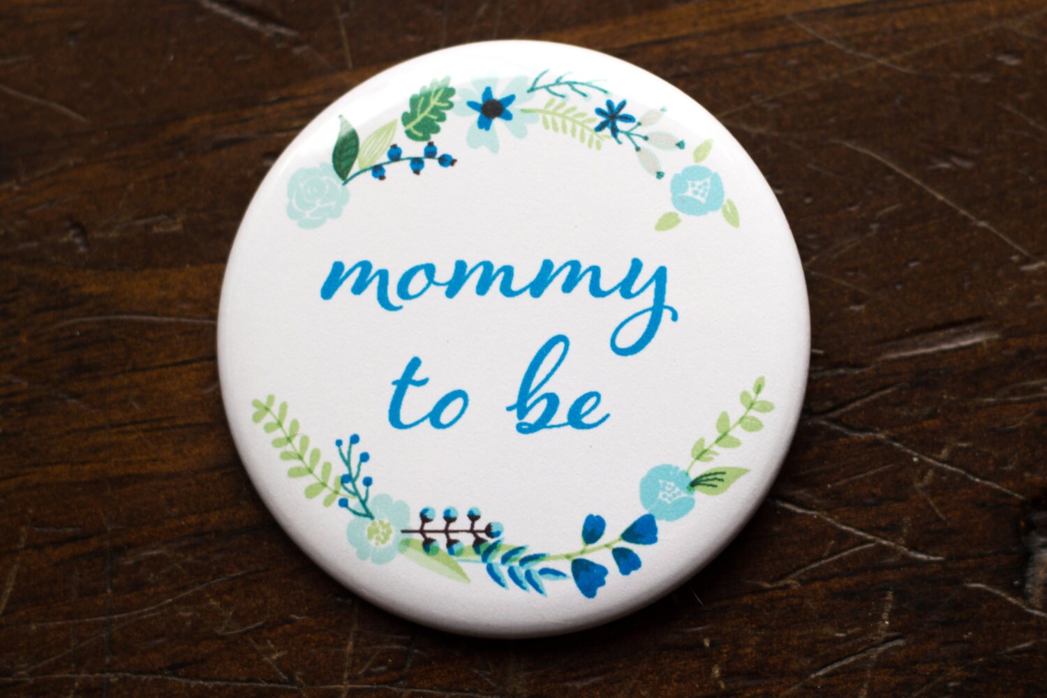 2.25 Baby Shower Pins Blue Flowers Mom to Be Button Etsy