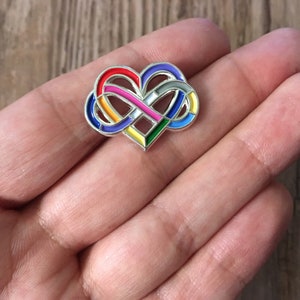 Polyamory Pride, Enamel Pin, Queer Pride, Rainbow Heart, Infinity Heart, Poly Pride, LGBT, Pansexual Pin, Infinity Pin image 4