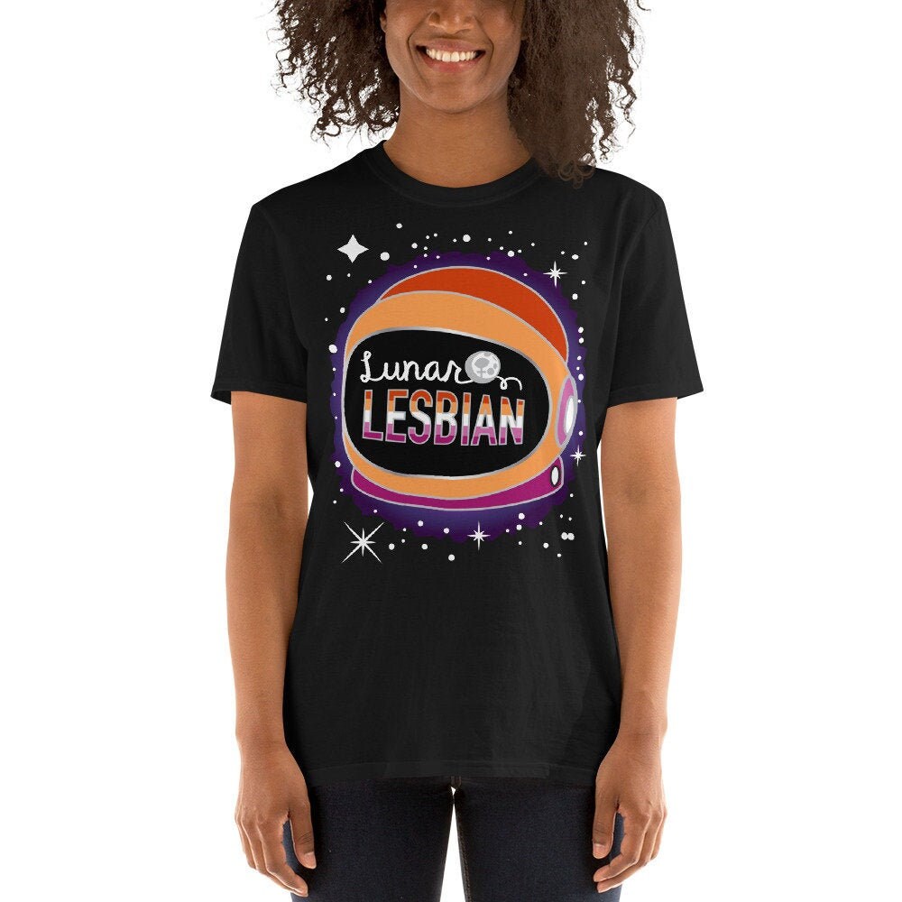 Lunar Lesbian Pride Shirt - Short-Sleeve Unisex T-Shirt - LGBTQ Pride - Space Gay - Nerdy Pride Shirt