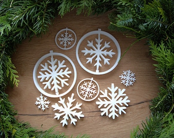Christmas decoration pendant set of 4, Christmas tree, Christmas tree decoration, Christmas tree decoration, 3D print, snowflakes, ball