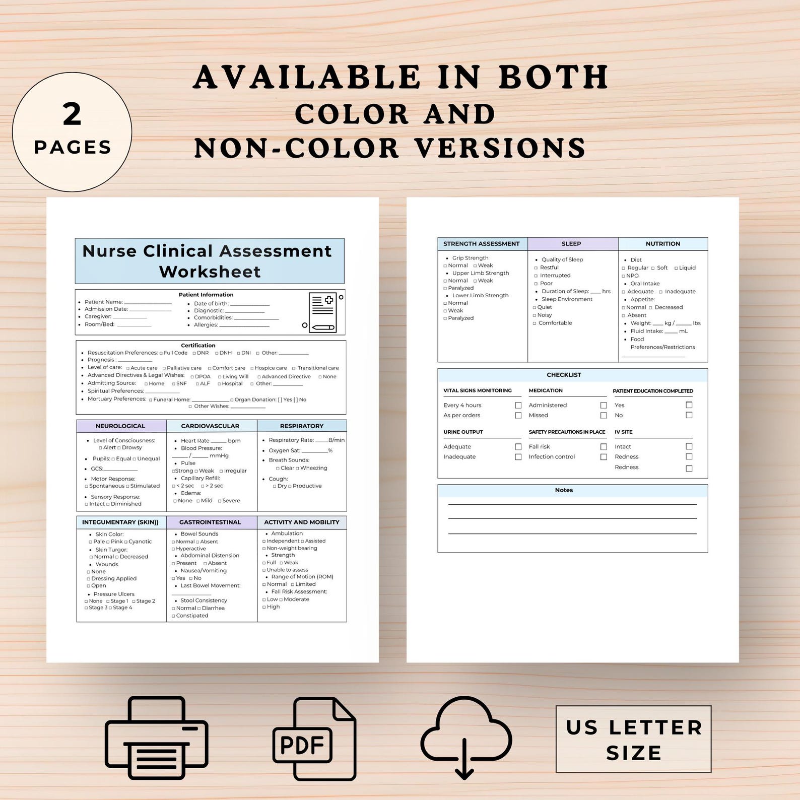 Hospice Nurse Cheat Sheet, Printable Assessment Form, Nurse Checklist ...