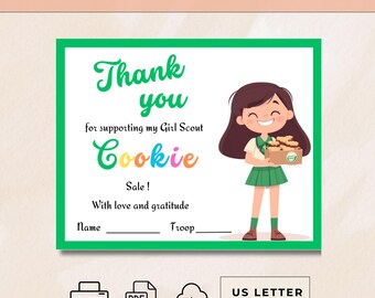 Girl Scout Cookie Thank You Tags: Editable Printable (Digital Download)