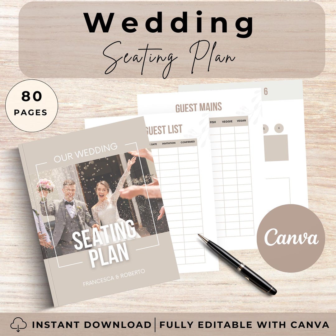 Editable Wedding Seating Chart Template: Canva Printable (instant ...