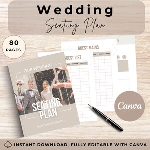 Editable Wedding Seating Chart Template, Canva Table Plan, Printable Seating Sign, Wedding Reception Sign, Instant Download