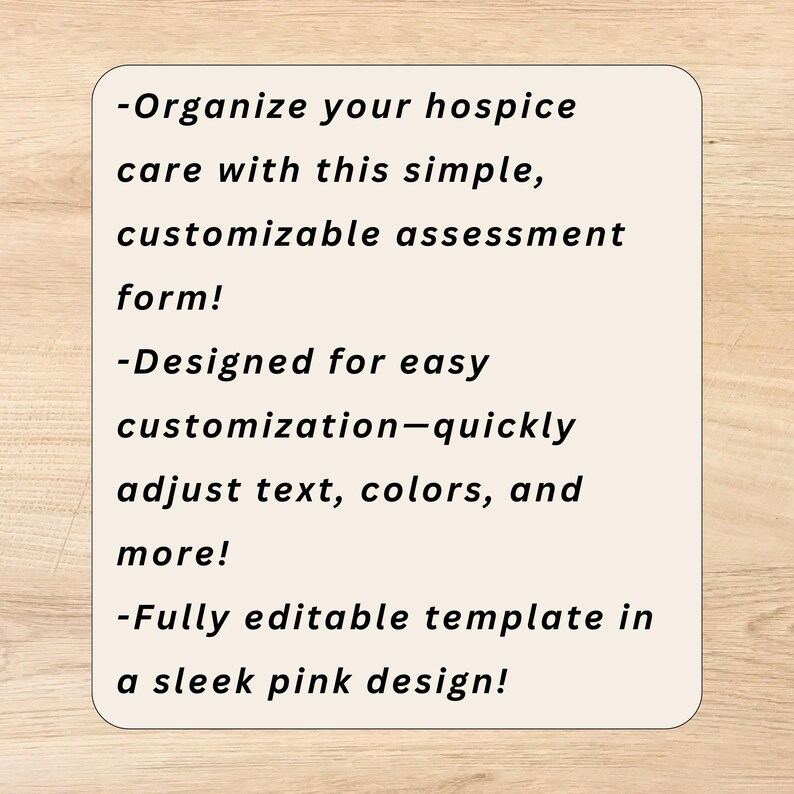Hospice Nurse Assessment Form: Pink Nursing Guide (editable, Printable ...