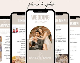 Mobile Editable Wedding Itinerary for Guests, Clickable PDF Schedule , Digital Timeline Template, Instant Download