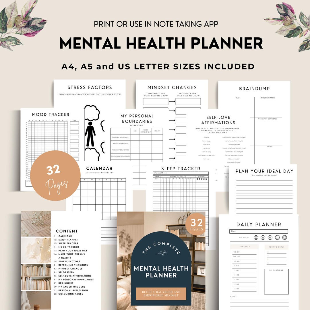 Daily Weekly Planner for Mental Health Self Love and Reflection - Etsy