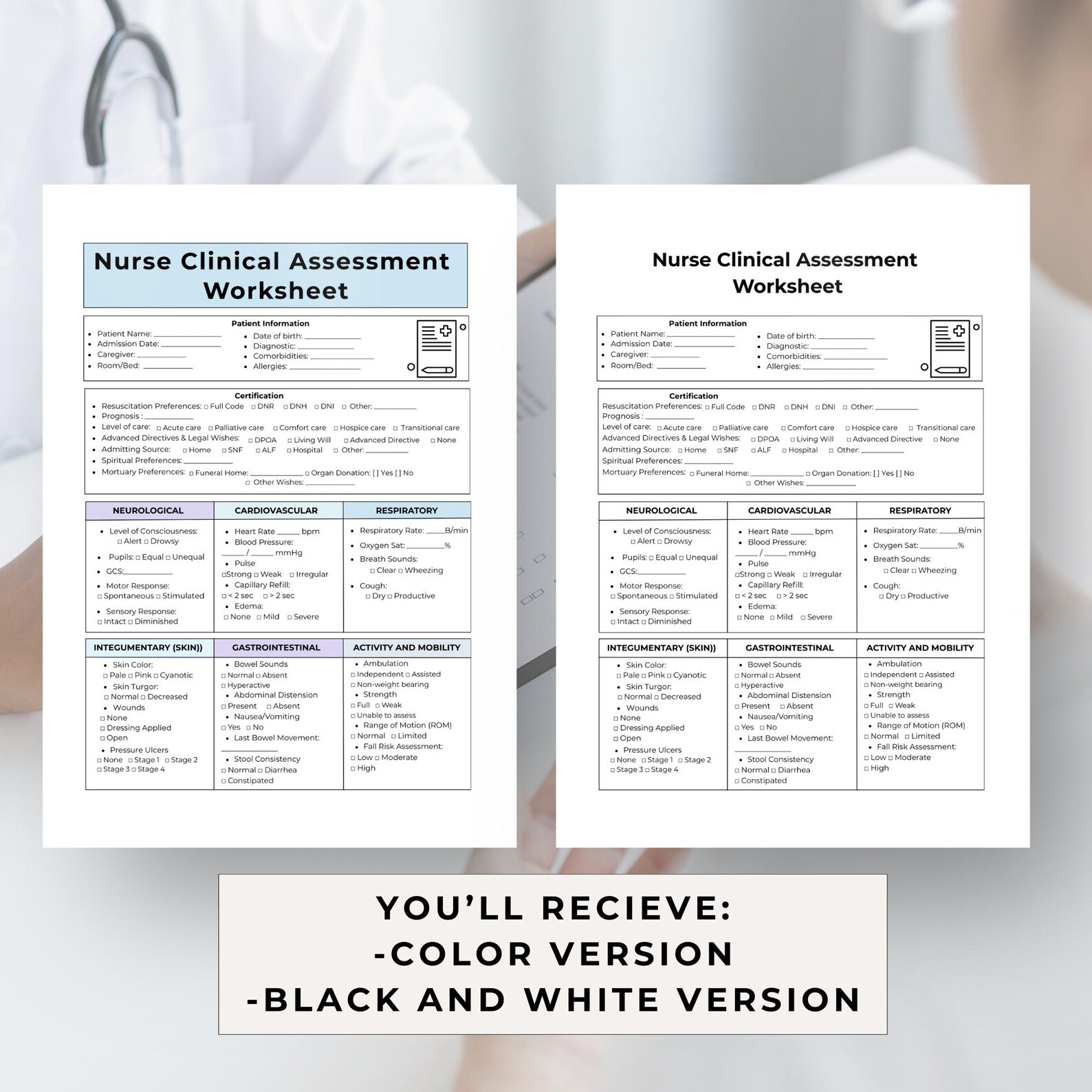 Hospice Nurse Cheat Sheet, Printable Assessment Form, Nurse Checklist ...