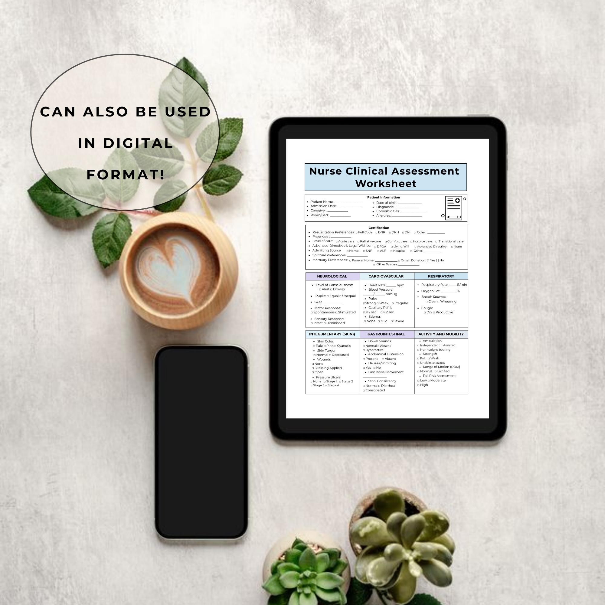 Hospice Nurse Cheat Sheet, Printable Assessment Form, Nurse Checklist ...