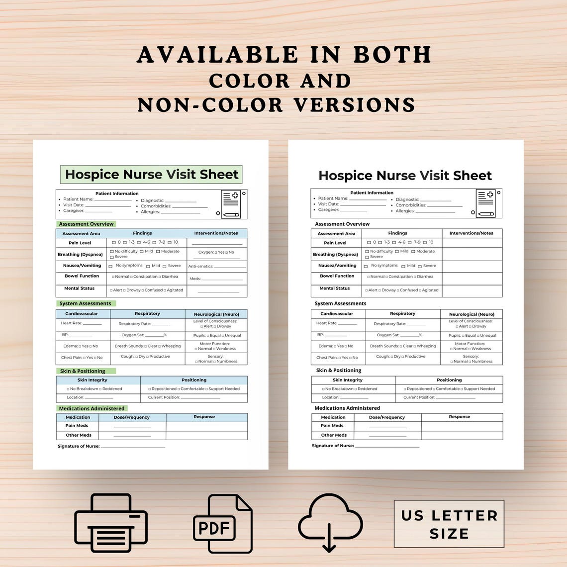 Hospice Nurse Cheat Sheet: Visit Assessment Form (PDF) - Etsy