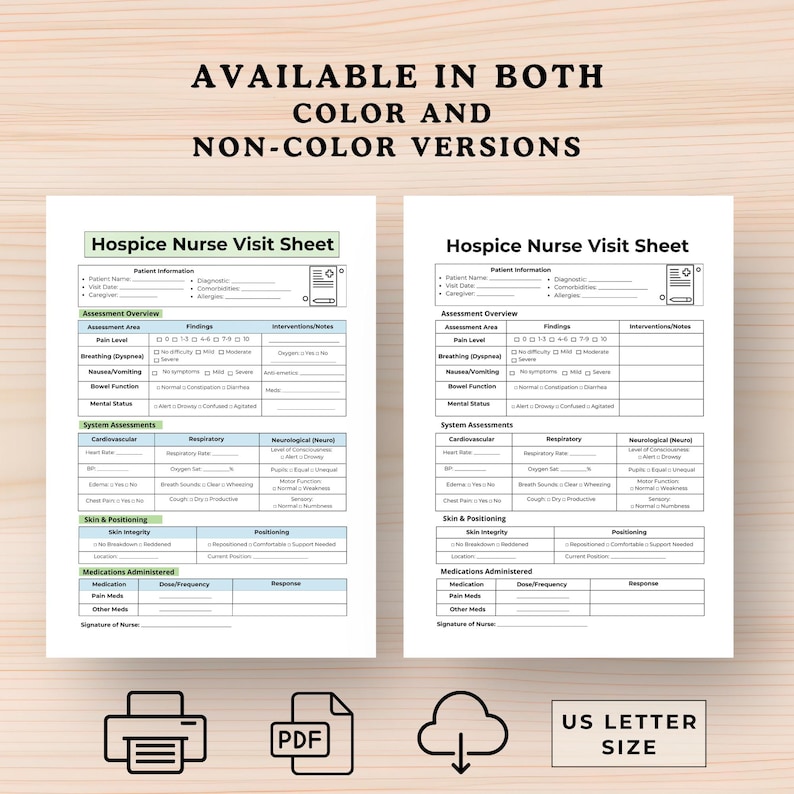 Hospice Nurse Cheat Sheet: Visit Assessment Form (PDF) - Etsy