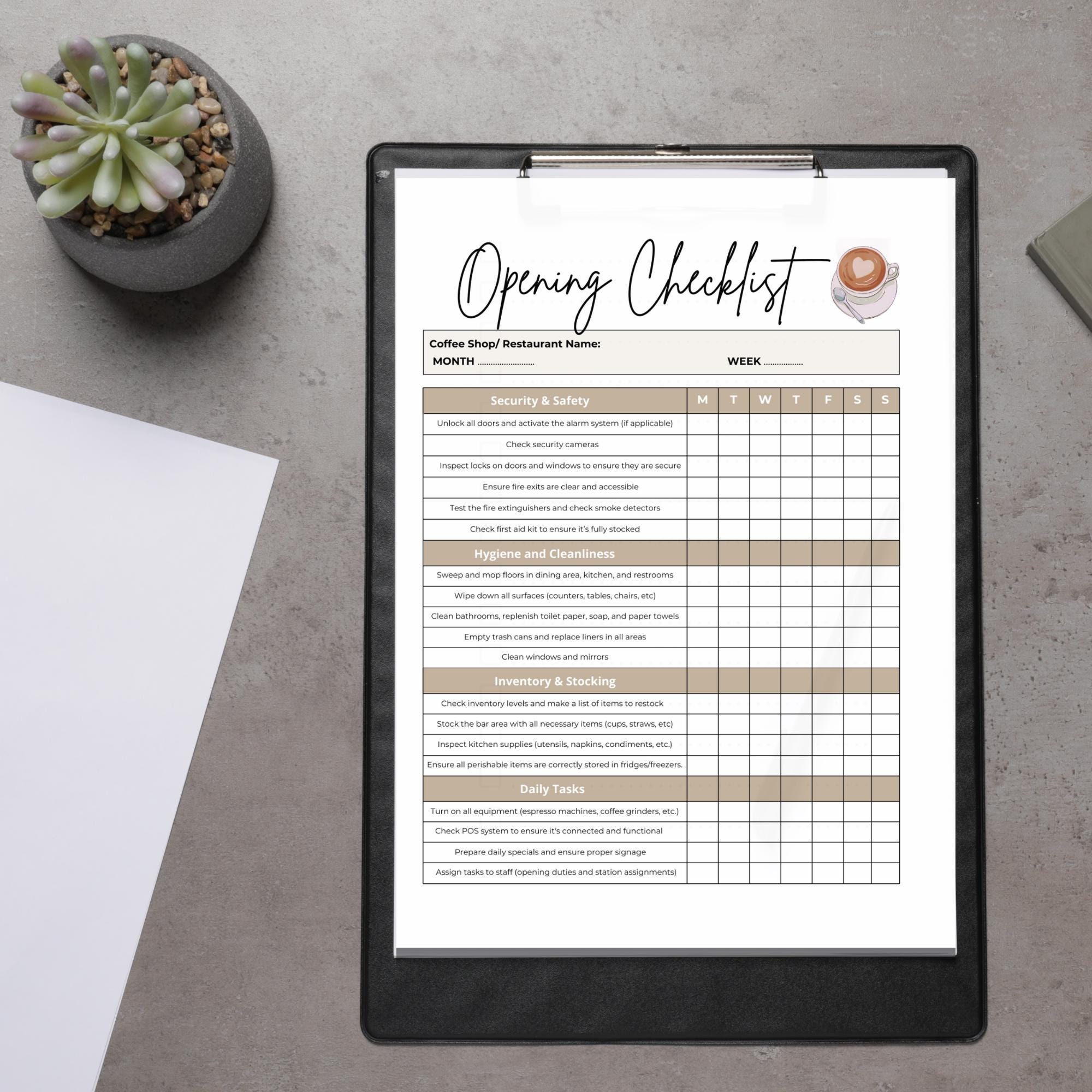Chops Checklist.pdf Coffee Shop Checklist: Opening & Closing Shifts (digital Download) - Etsy