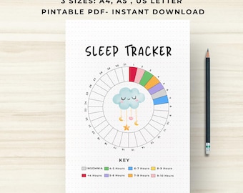Printable A5 Sleep Tracker, Dot Grid Journal Insert (Digital Download)