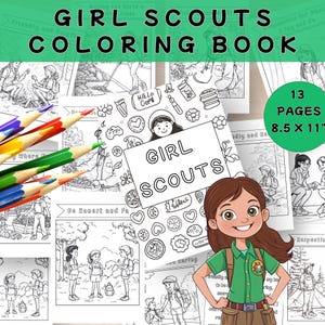 Girl Scout Cookie Coloring Pages, Girls Scout Law, Fun Printable Activities for Daisies & Brownies, Digital Download for Kids