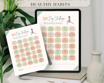 30 Day Challenge Printable: Habit & Fitness Tracker (Digital Download)