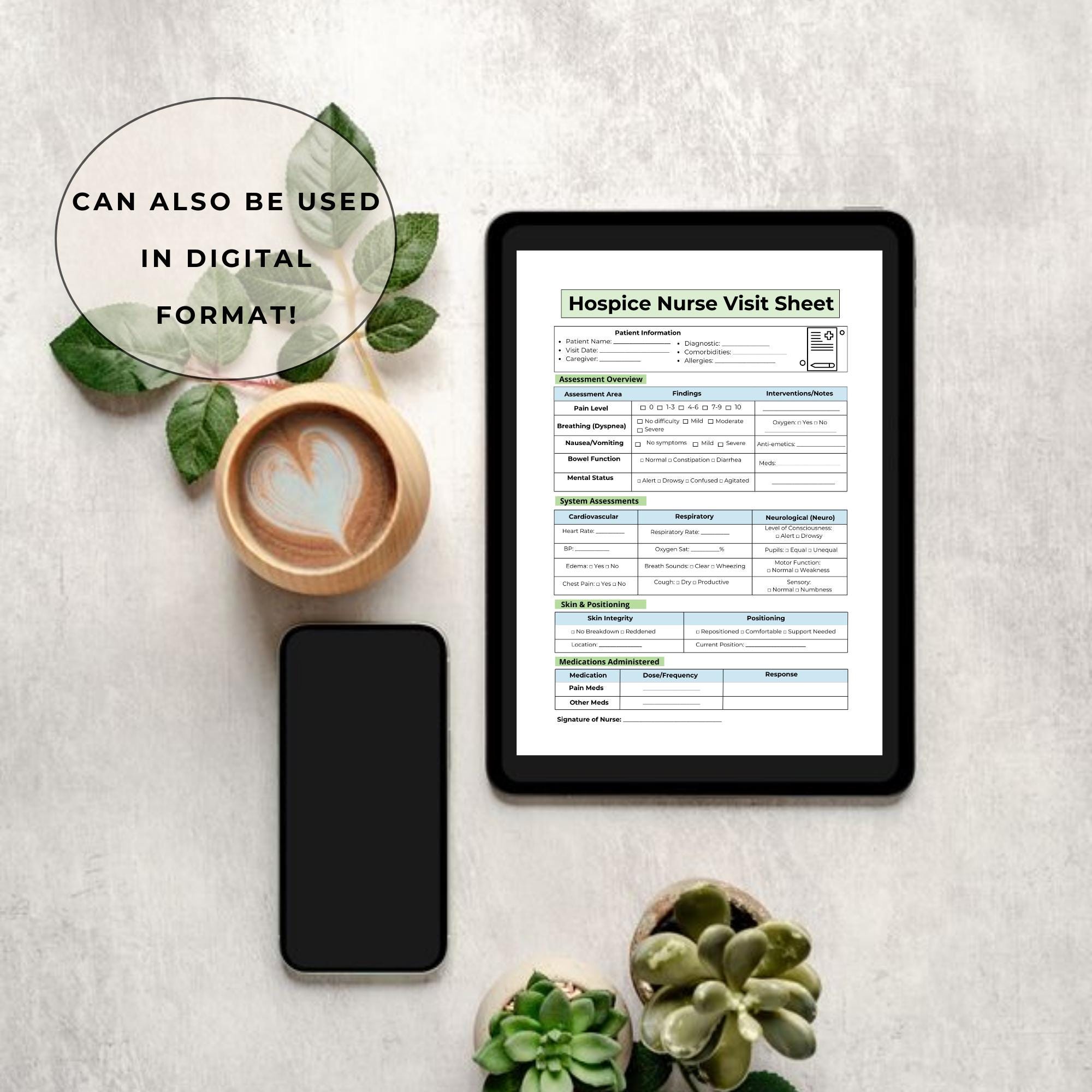 Hospice Nurse Cheat Sheet: Visit Assessment Form (PDF) - Etsy