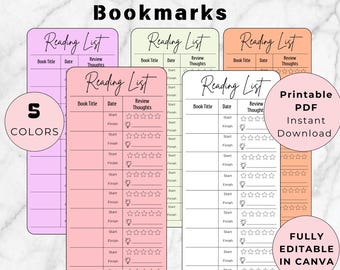 Leseliste Lesezeichen: Bearbeitbarer Book Tracker (druckbare PDF)