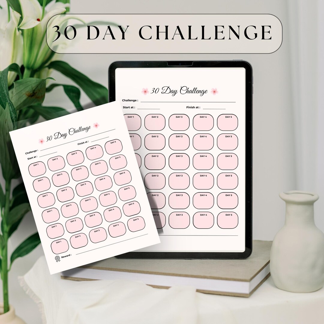 30 Day Challenge Sheet | Motivation Planner | A4 & Us Letter ...