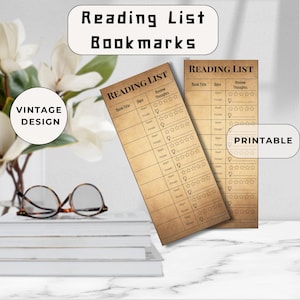 Vintage Reading List Bookmark: Book Tracker (Digital Download)