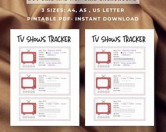 TV Shows Tracker Printable, A5 Journal Inserts (Digital Download)