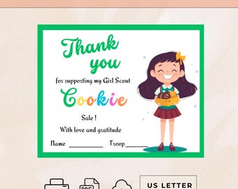 Girl Scout Cookie Thank You Stickers: Printable Custom Tags (Digital Download)