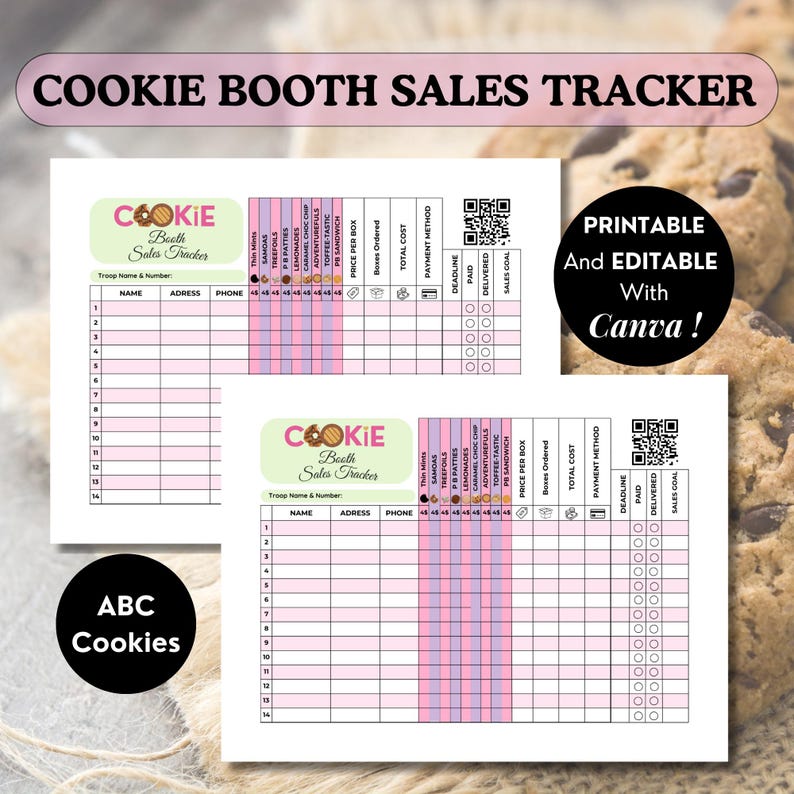 2025 Girl Scout Cookie Booth Sales Tracker Digital Download Track Sales