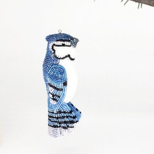 Blue Jay Christmas Ornament Beaded Holiday Decoration Housewarming Hostess Gift MADE TO ORDER image 1
