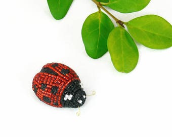 Ladybug Figurine Miniature Beaded Woodland Fantasy Decor Holiday Decoration Stocking Stuffer Animal Totem*READY TO SHIP