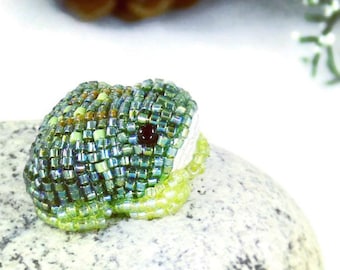 Frog Figurine Miniature Beaded Toad Animal Totem Stocking Stuffer *READY TO SHIP