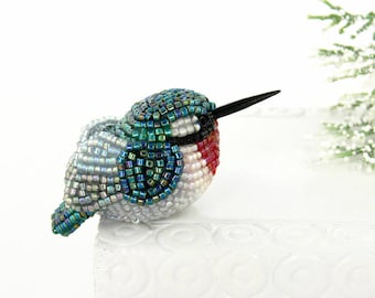 Hummingbird Beaded Miniature Bird Figurine