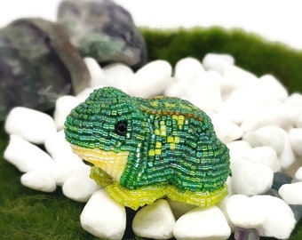Frog Figurine Miniature Beaded Woodland Toad Animal Totem Hostess Gift Stocking Stuffer *READY TO SHIP