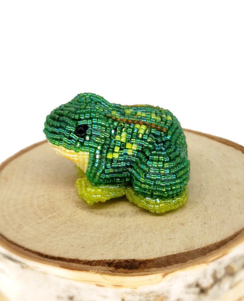 Frog Figurine Miniature Beaded Woodland Toad Animal Totem Hostess Gift Stocking Stuffer READY TO SHIP image 5