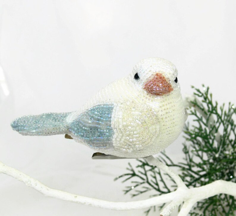 Dove Bird Ornament Beaded Clip on Woodland Decoration Holiday Etsy