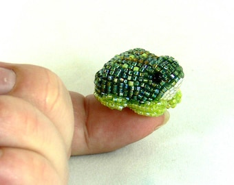 Frog Beaded Miniature Lucky Toad Figurine