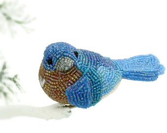 Bluebird Ornament Beaded Clip-On Holiday Decoration Housewarming Hostess Gift Woodland Fantasy Fairytale Gift  *MADE TO ORDER