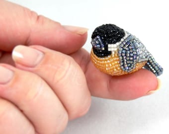 Chickadee Beaded Miniature Bird Figurine