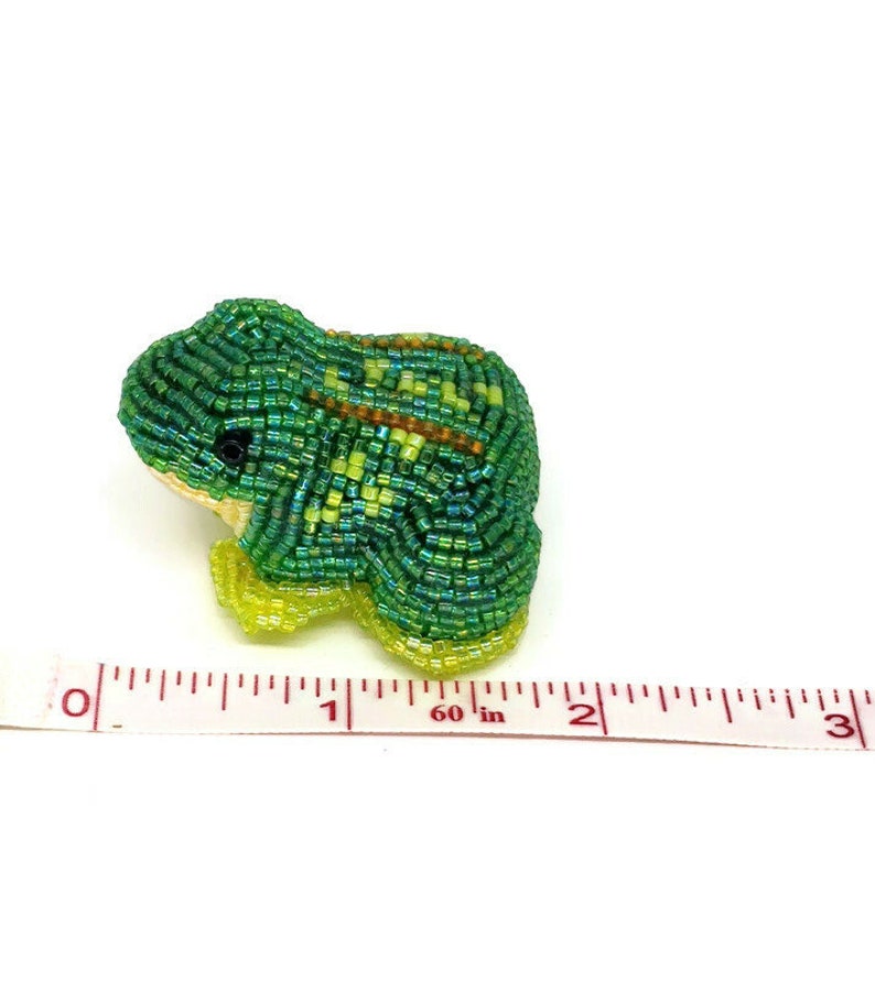 Frog Figurine Miniature Beaded Woodland Toad Animal Totem Hostess Gift Stocking Stuffer READY TO SHIP image 7