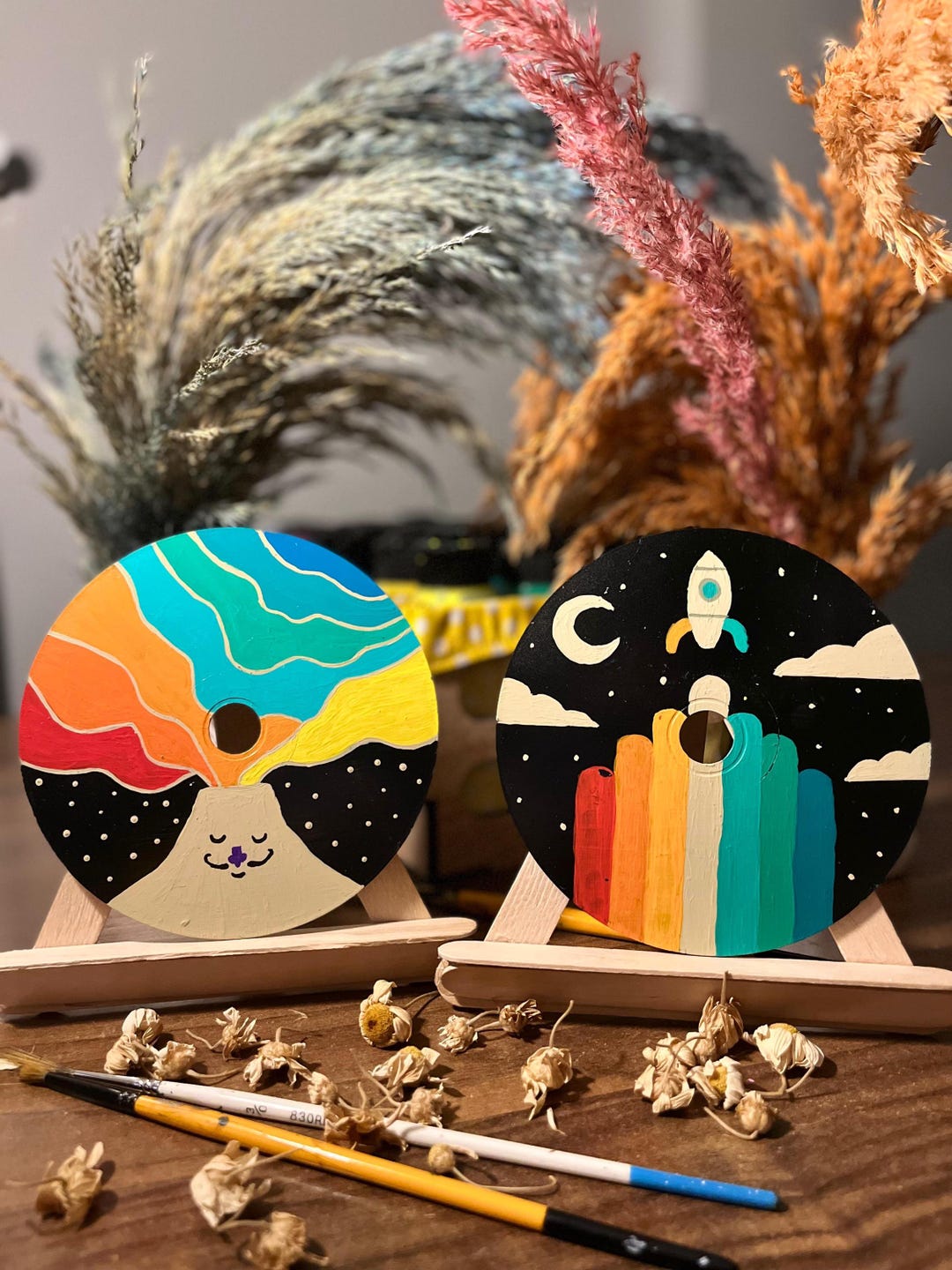 Painted Rainbow Cd Art, Wall Decor, Acrylic Cd Painting - Etsy