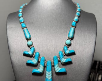Designer ESCORCIA 950 Mexico Taxco Sterling Turquoise Necklace