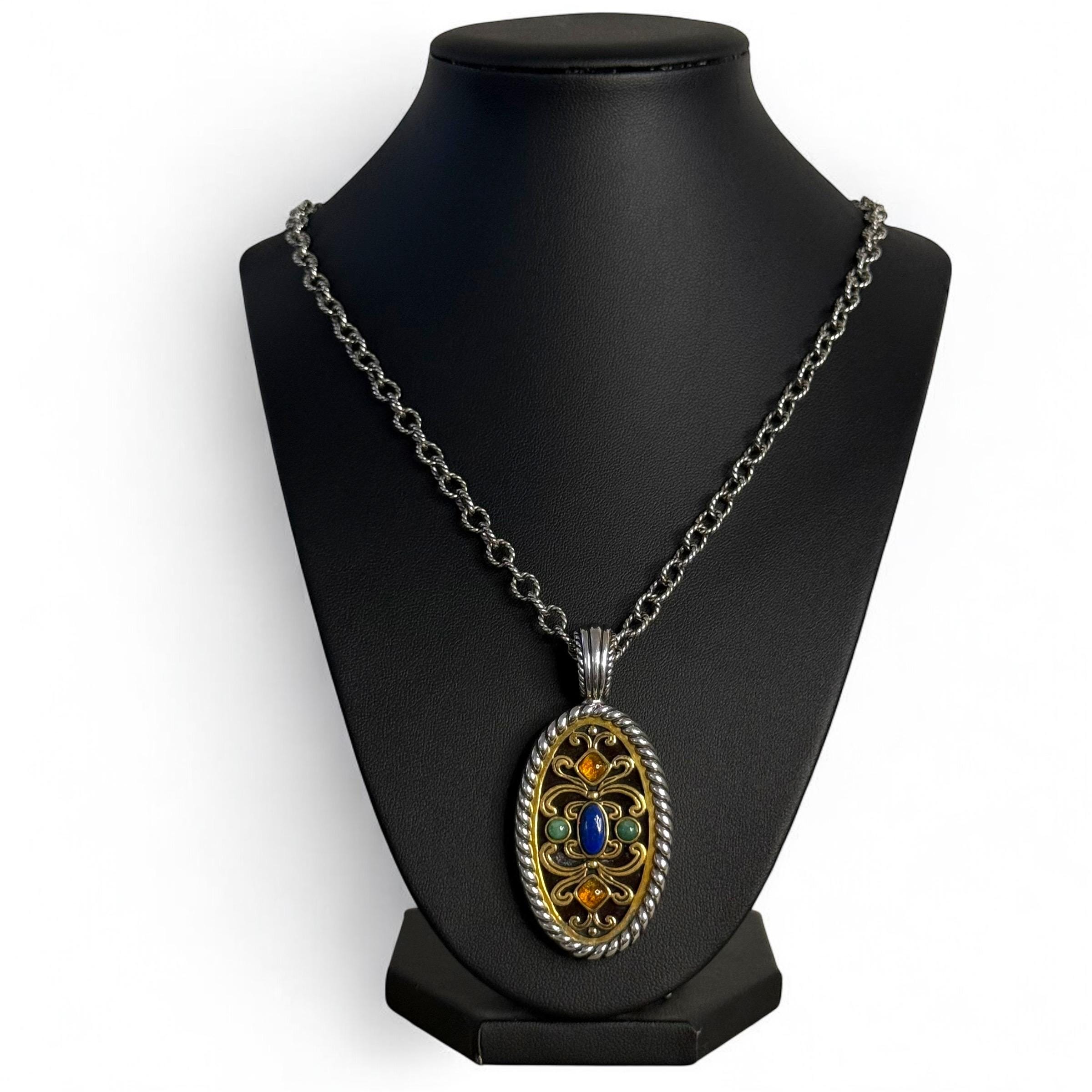 Carolyn Pollack Multi Gemstone Sterling & Brass Pendant Enhancer