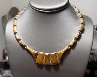 Vintage Taxco Mexico 950 Tigers Eye Sterling Silver Necklace