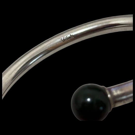 Sterling Bloodstone Open Bypass Adjustable Cuff - image 3