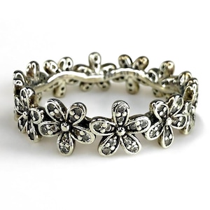 Retired Pandora Dazzling Daisies Size 7 1/2 Sterling Ring