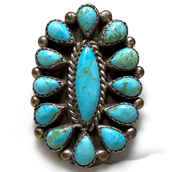 Cecil Lee Heavy Vintage Native American Navajo Turquoise Sterling Silver Bracelet Old Cecil Lee Heavy Vintage Native American Navajo Turquoise Sterling Silver Bracelet Old