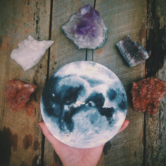 Items similar to hand painted moon wall decor on Etsy