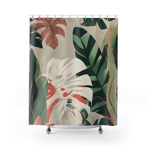 Blumen Duschvorhang, Badezimmer Dekor, Waschraum Vorhänge, Botanischer Bad Vorhang, Home Spa Zubehör, Vintage Blumen Design