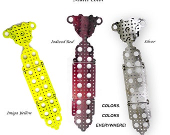 Steel Metal, Small Necktie, Cane Style Perforation, Three Colors-2