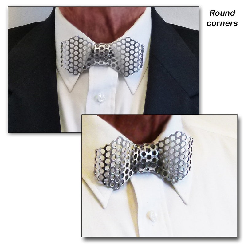 Metal Regular Bow Tie, Aluminum, Perforated 3/16 5 mm Holes Round corners