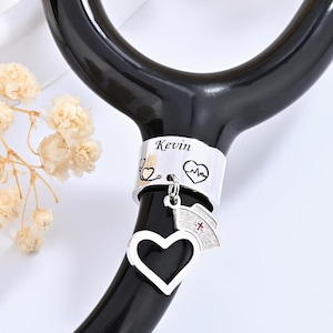Stethoscope Name Tag, Engraved Stethoscope Charm, Nurse Graduation Gift
