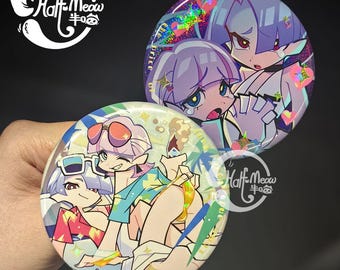 Panty and Stocking 75mm Badge Embossed Shell Foil Button Polyester × Polyurethane New PSG Newパンスト